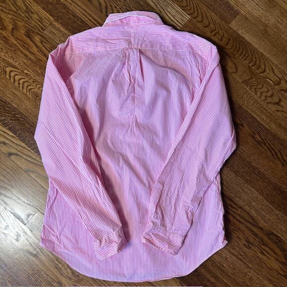 Polo Ralph Lauren Long Sleeve Button Down Shirt Mens L Pink White Striped Cotton - Picture 3 of 8